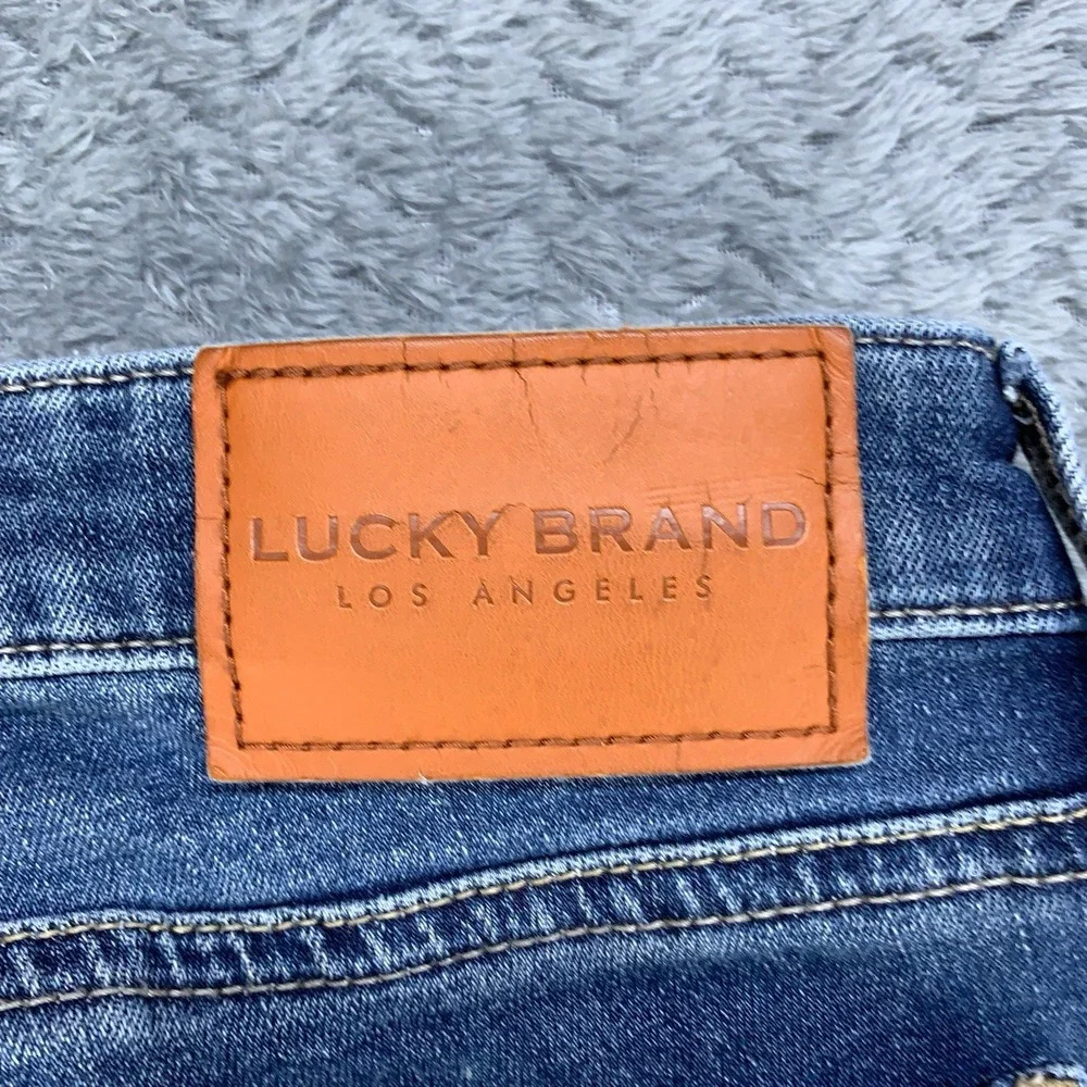 Lucky Brand Sweet Straight Jeans Womens 8/29 Blue Denim Mid Rise Crop Raw Hem